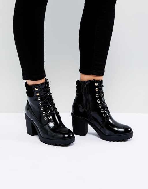 River Island Chunky Heel Zip Back Heeled Boots | ASOS