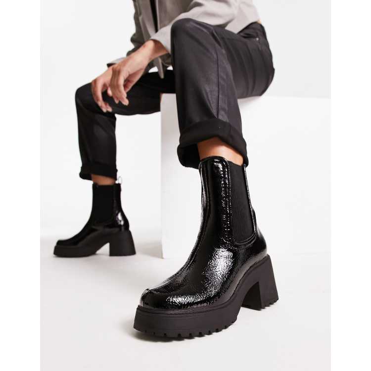 Black patent ankle deals boots river island