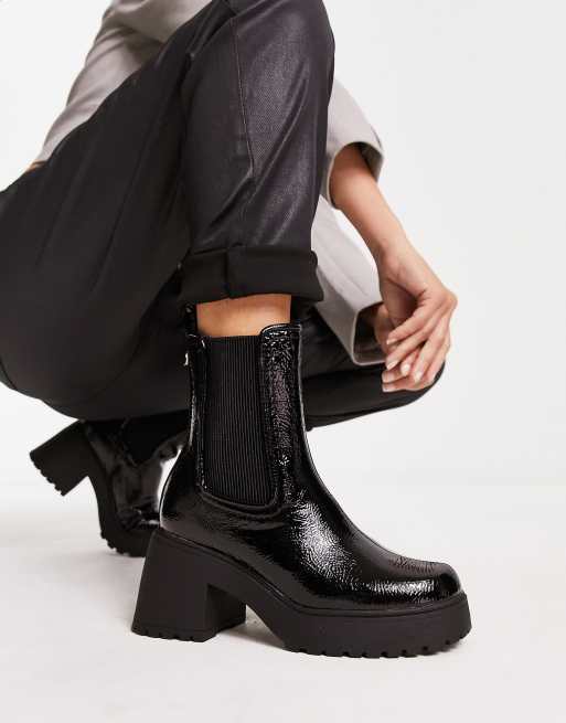 meget fint tidsskrift anspændt River Island chunky heeled chelsea boots in black | ASOS