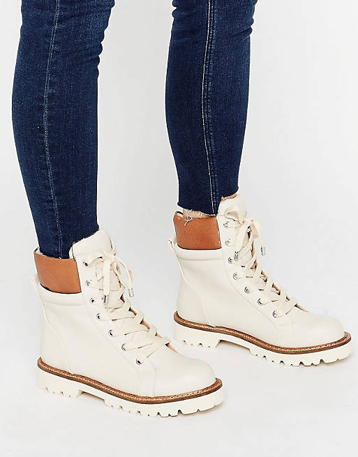 River Island Chunky Lace Up Ankle Biker Boot