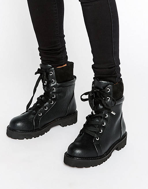 River Island Chunky Lace Up Ankle Biker Boot | ASOS