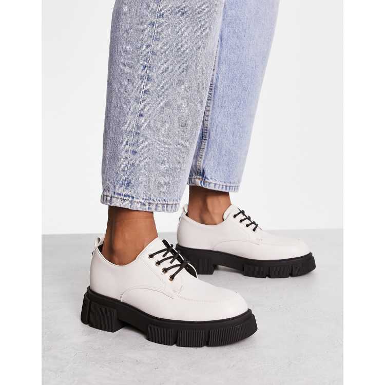 White flat shop lace up shoes