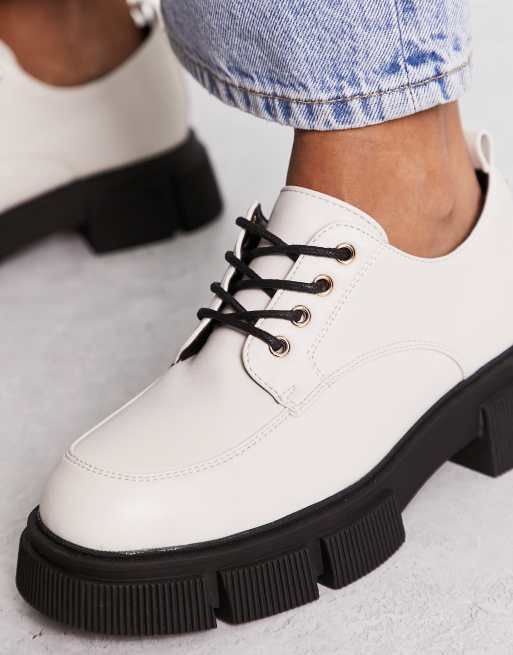 White flat shop lace up shoes