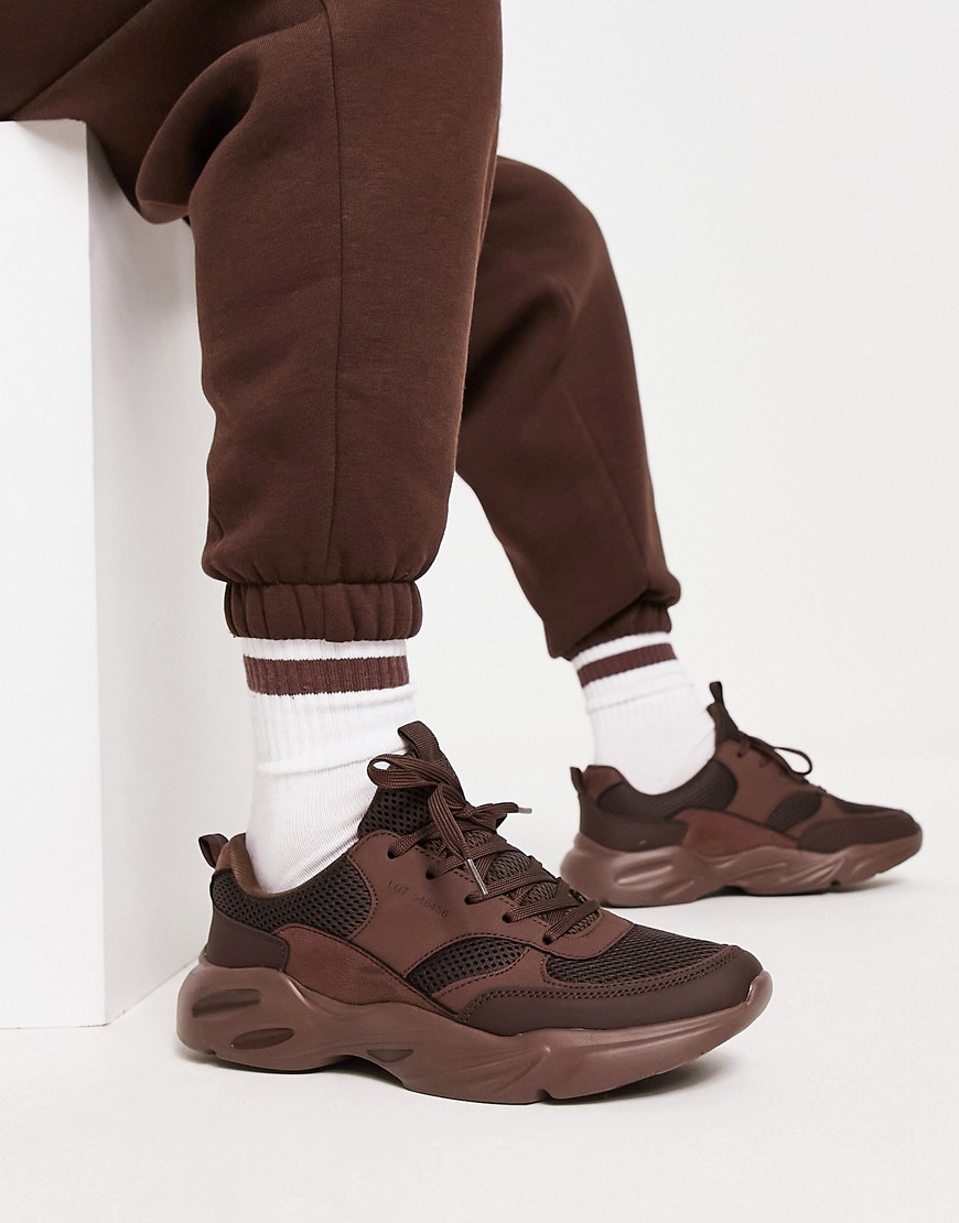River Island chunky runner sneakers in brown