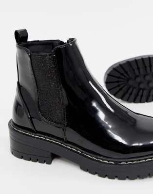 patent chunky chelsea boots