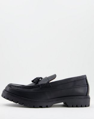 River Island chunky sole loafers in black