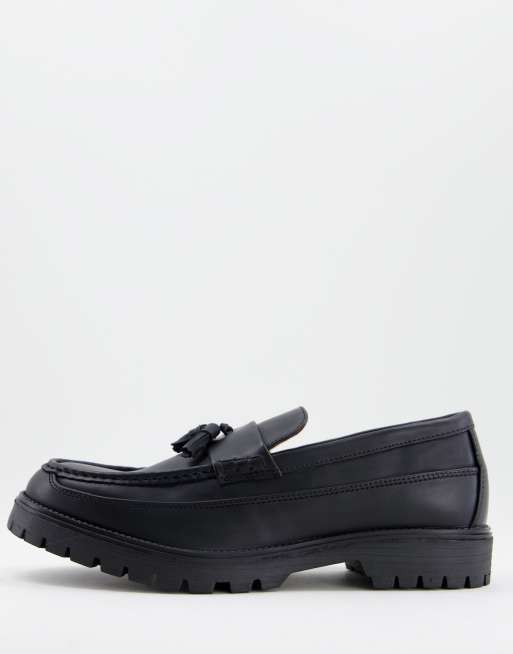 River Island chunky sole loafers in black | ASOS