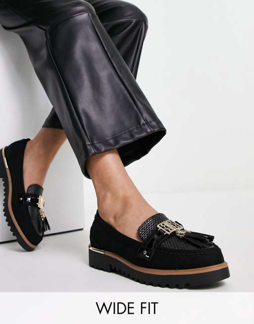 River Island - Chunky sorte loafers med branding