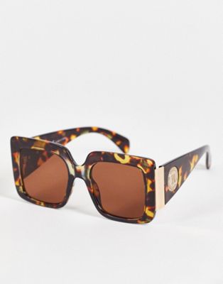 River Island chunky square sunglasses in dark brown tortoiseshell