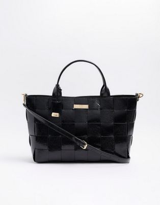 River Island Chunky weave shopper bag in black