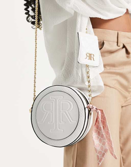 River Island cross body bag with circle detail in white