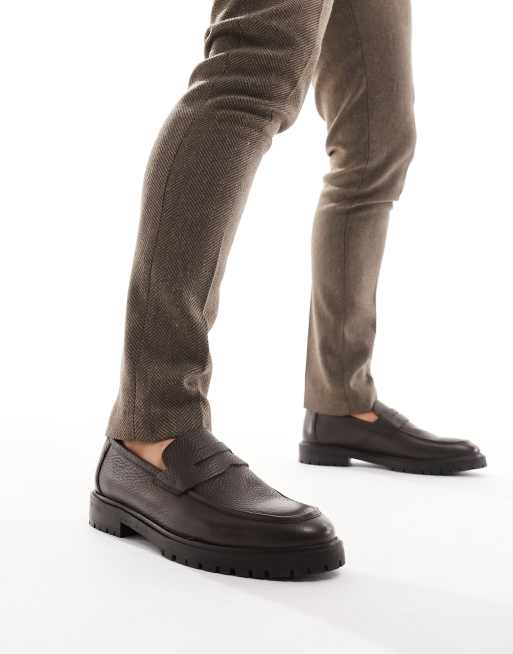 River Island – Ciemnobrązowe loafersy na grubej podeszwie