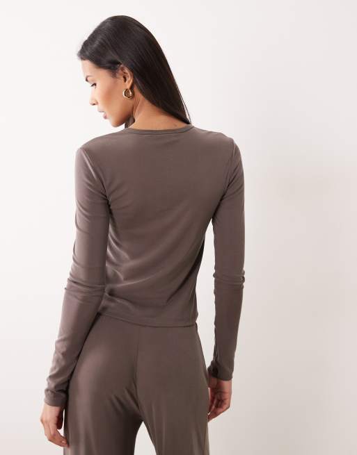 River Island – Ciemnobrązowy miękki kardigan, część zestawu, 3 z 4