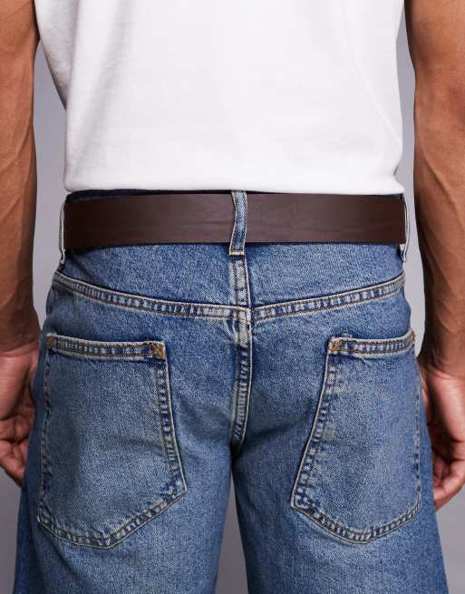 River Island – Ciemnobrązowy skórzany pasek na co dzień, 3 z 3