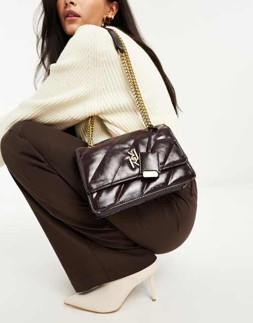 River Island – Ciemnoczerwona torebka na ramię w stylu vintage