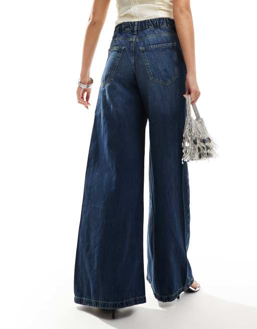 River Island – Ciemnoniebieskie jeansy o kroju palazzo, 4 z 5