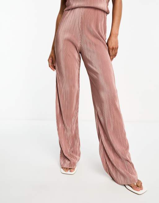 River Island – Ciemnoróżowe plisowane spodnie dzwony, część zestawu, 2 z 4