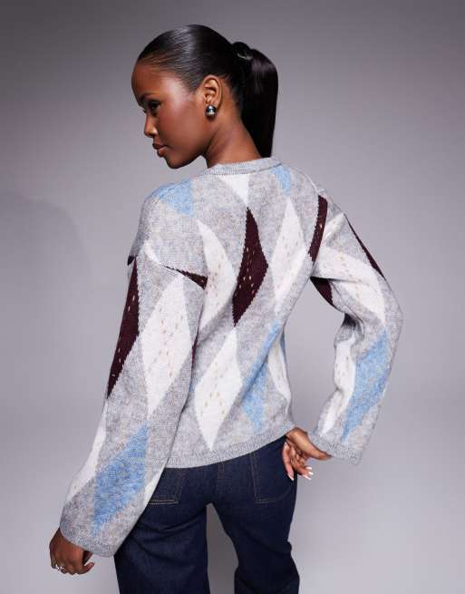 River Island – Ciemnoszary kardigan we wzór w romby, 4 z 4