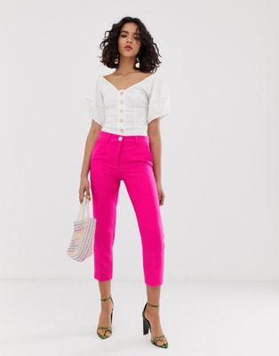 pink cigarette trousers