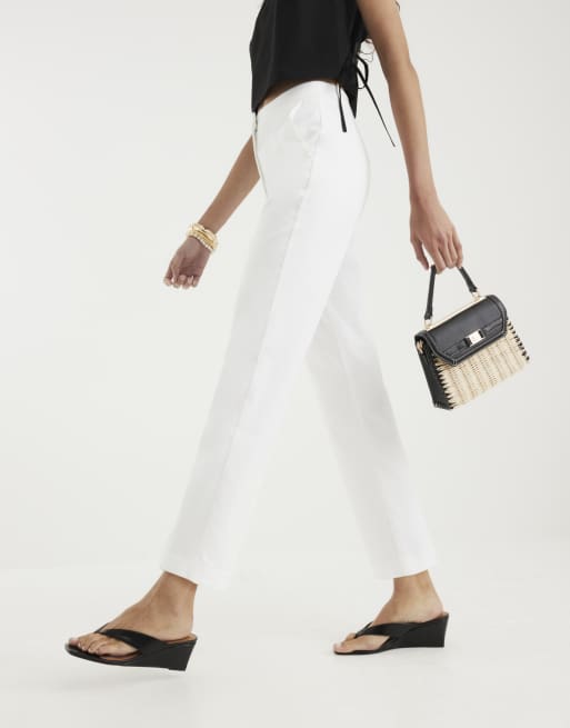 River Island Cigarette trousers in white