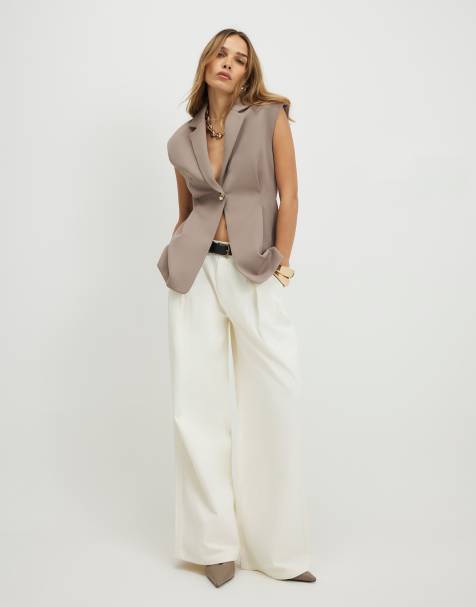 River Island Cinched waist blazer in beige - dark