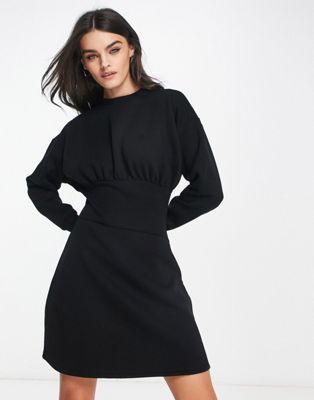 River Island cinched waist sweater dress in black