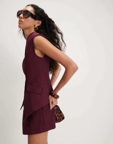 River Island cinched waistcoat and shorts co-ord in purple - view 1