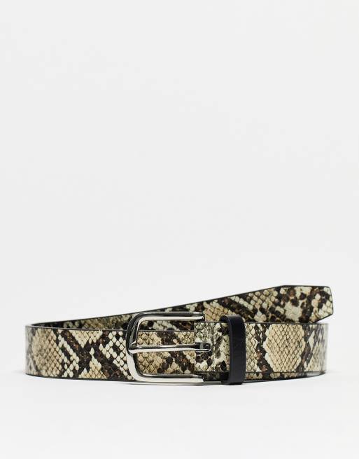 River Island - Cintura color pietra effetto serpente