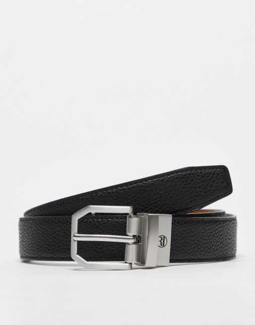 River Island - Cintura double-face nera con fibbia angolata