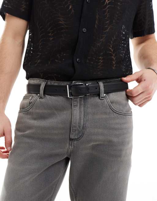 River Island - Cintura double-face nera in camoscio sintetico