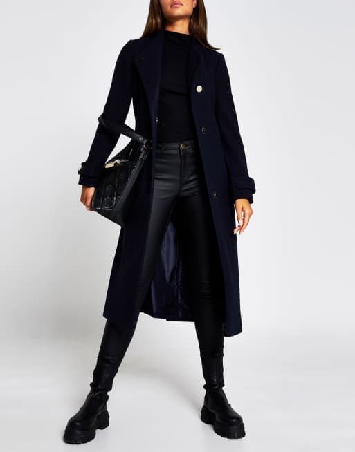 River island overcoat sale in navy