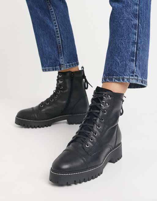 Black military cheap lace up boots