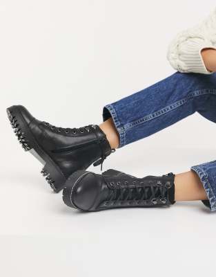 black military lace up boots
