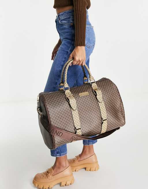 River Island Monogram Oversized Barrel Weekend Bag