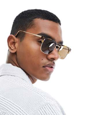 River Island tort gold sunglasses in brown  - ASOS Price Checker