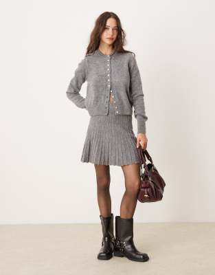 River Island Clean Button Cardigan In Gray