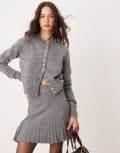 [River Island] River Island clean button cardigan in grey marl (part of a set) XS Grey marle