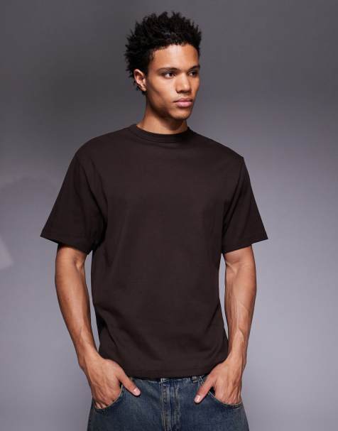 River Island clean essential t-shirt in dark brown