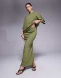 [River Island] River Island clean neoprene maxi skirt in khaki-Green S KHAKI