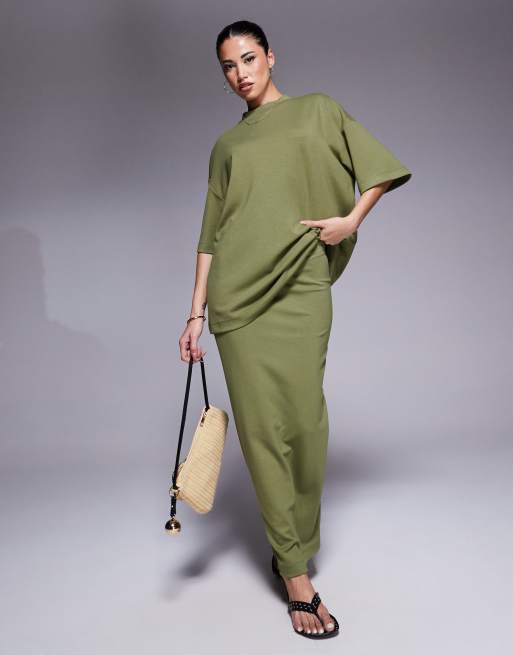 River Island clean oversized t-shirt in khaki, 4 of 4