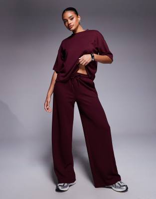 River Island Clean Wide Leg Sweatpants In Red