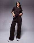 [River Island] River Island clean wide leg trackies in brown XS brown