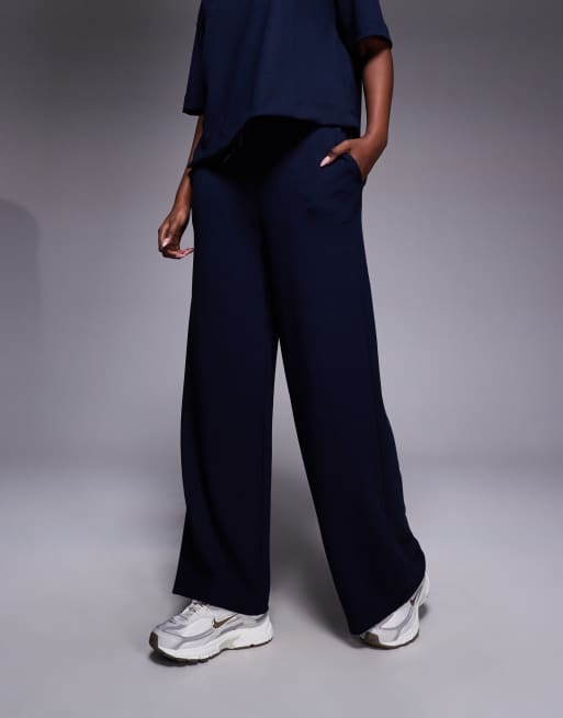 River Island clean wide leg trackies in navy, 5 of 5