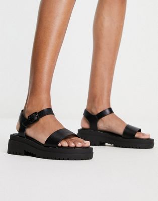 River Island cleated quilted sandal in black