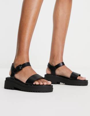 River Island cleated quilted sandal in black | ASOS