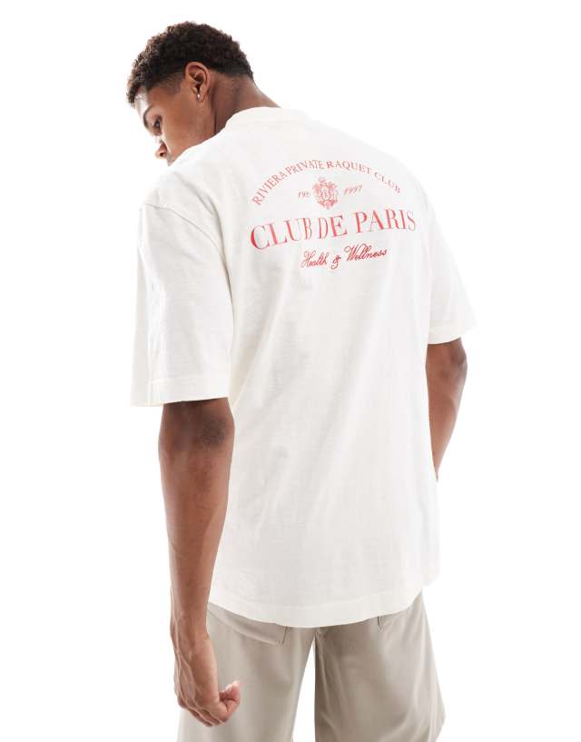 River Island - club de sports t-shirt in ecru