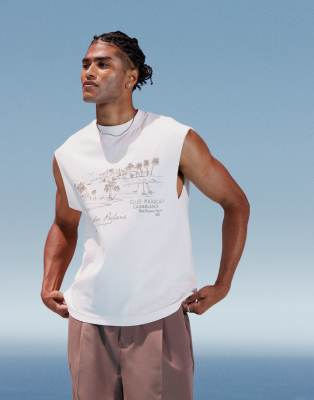 River Island club marocain tank in white - view 1