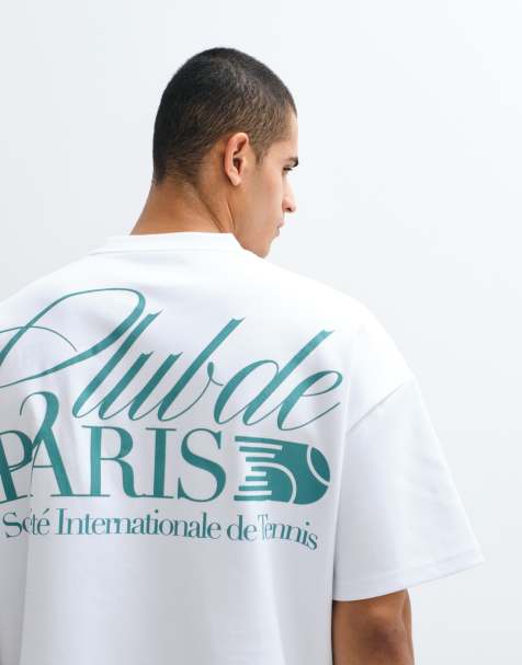 River Island – Club Paris Tennis – Oversize-T-Shirt in Weiß - view 1