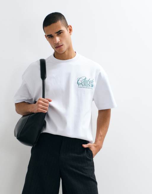 River Island – Club Paris Tennis – Oversize-T-Shirt in Weiß, 2 von 5