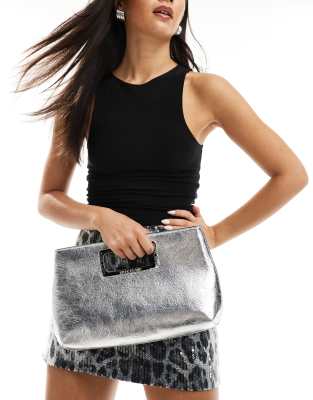 River Island clutch bag in silver